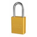 American Lock Lockout Padlock, Keyed Different, Anodized Aluminum, 1 1/2 in Shackle, Includes 2 Keys, Yellow A1106YLW