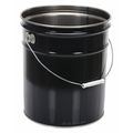 Zoro Select Steel Pail, Black, Cap 5 Gal, With Lining PAIL-STL-RI