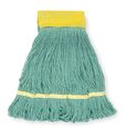 Tough Guy 5 in String Wet Mop, 12oz Dry Wt, Clamp/Quick Change/Side-Gate Connection, Looped-End, Green, Cotton 1TYL1