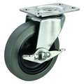 Zoro Select Swivel Plate Caster, Therm Rubber, 3 in, 100 lb, D P5S-RP030G-P-SB-001