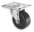 Zoro Select Swivel Plate Caster, Rubber, 3 in., 125 lb. 1UKP7