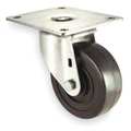 Zoro Select Swivel Plate Caster, Rubber, 4 in., 300 lb. 1UKU4