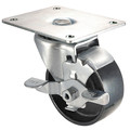 Zoro Select Swivel Plate Caster, Cast Iron, 4 in, 450 lb, Blk 1UKX5