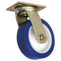 Zoro Select Swivel NSF-Listed Plate Caster, Poly, 8 in, 900 lb, Blu 1ULF2