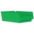 Akro-Mils 15 lb Shelf Storage Bin, Plastic, 8 3/8 in W, 4 in H, Green, 11 5/8 in L 30150GREEN