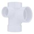 Zoro Select PVC DWV Sanitary Tee with Right Side Inlet, Hub, 3 in x 3 in x 3 in x 2 in Pipe Size 1WJR4