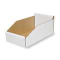 Packaging Of America Corrugated Shelf Bin, White, Cardboard, 11 in L x 8 1/4 in W x 4 3/4 in H 1W768