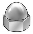 Zoro Select Standard Crown Cap Nut, 1/4"-20, 18-8 Stainless Steel, Plain, 19/32 in H, 10 PK CPB023