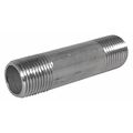 Zoro Select 1" MNPT x 2" TBE Stainless Steel Pipe Nipple Sch 80 E4BNF02