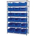 Akro-Mils Steel Bin Shelving, 48 in W x 74 in H x 18 in D, 7 Shelves, Blue AWS184830281B
