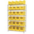 Akro-Mils Steel Wire Bin Shelving, 48 in W x 74 in H x 18 in D, 6 Shelves, Silver/Yellow AWS184830260Y