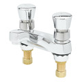 T&S Brass Metering 4" Mount, 2 Hole Low Arc Bathroom Faucet, Polished chrome B-0831