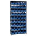 Quantum Storage Systems Steel Bin Shelving, 36 in W x 75 in H x 18 in D, 10 Shelves, Blue 1875-204BL