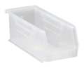 Quantum Storage Systems 30 lb Hang & Stack Storage Bin, Polypropylene, 4 1/8 in W, 4 in H, 10 7/8 in L, Clear QUS224CL