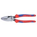 Knipex 9 1/4 in Linemans Plier High Leverage w/ Fish Tape Puller, Wire Crimper, Steel 09 12 240