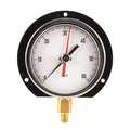 Zoro Select Pressure Gauge, 0 to 60 psi, 1/4 in MNPT, Aluminum, Black 11A497
