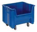 Quantum Storage Systems 250 lb Mobile Storage Bin, Polyethylene, 16 1/2 in W, 12 1/2 in H, 17 1/2 in L, Blue QGH805MOBBL