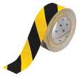 Brady ToughStripe Floor Marking Tape, Gen Purpose, Striped, Black/Yellow, 2 in x 100 ft, 8 mil Thickness 104317