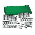 Sk Professional Tools 1/2" Drive Socket Set SAE, Metric 47 Pieces 1/2 in to 1 1/8 in, 10 mm to 24 mm , Chrome 4147