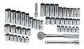 Sk Professional Tools 3/8" Drive Socket Set SAE, Metric 47 Pieces 1/4 in to 7/8 in, 6 mm to19 mm , Chrome 94547-12