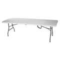 Zoro Select Rectangle Folding Table, 29" W, 96" L, 30" H, Blow Molded Polyethylene Top, White 12F613