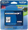 Brother Adhesive TZ Tape (R) Cartridge 0.23"x26-1/5ft., Black/White, Width: 1/4 in TZe211