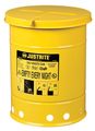 Justrite Oily Waste Can, 6 Gal., Steel, Yellow 09111