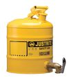 Justrite 5 gal Yellow Steel, Brass Type I Safety Can Diesel 7150250