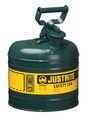 Justrite 2 gal Green Steel Type I Safety Can Oil 7120400