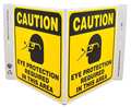 Zing Caution Sign, 7 in Height, 12 in Width, Plastic, V-Shape Projection, English 2594