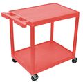 Zoro Select Utility Cart with Lipped Plastic Shelves, Flat, 2 Shelves, 300 lb RDSTC22RD