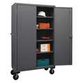 Durham Mfg Solid Door Mobile Janitorial Cabinet, Gray HDCM48-4S-95