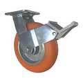 Cc Apex Swivel Plate Caster, w/Brake, Pedal, 8", Caster Wheel Shape: Donut Tread CDP-Z-43