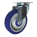 Cc Crest Swivel Plate Caster, Blue Rubber, 5" CDP-Z-262