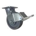 Cc Nylex Swivel Plate Caster, w/Brake, Pedal, 6", Caster Wheel Shape: Standard CDP-Z-213