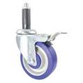 Cc Crest Swivel Stem Caster, Total Lock, Rubber, 4", Wheel Color: Blue CDP-Z-259