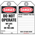 Idesco Safety My Life is On The Line Safety Tag, PK10 KAT114AC