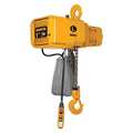 Harrington Electric Chain Hoist, 4,000 lb, 20 ft, Hook Mounted - No Trolley, 230V, Yellow NER020LD-20