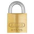 Abus Padlock, Keyed Different, Standard Shackle, Rectangular Brass Body, Steel Shackle, 7/16 in W 55/25 KD