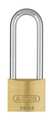 Abus Padlock, Keyed Different, Long Shackle, Rectangular Brass Body, Steel Shackle, 13/16 in W 55HB/40-63 KD