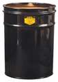 Justrite Open Head Waste Receptacle Drum, Steel, 6 gal, Unlined, Black 26050K