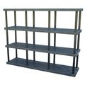 Structural Plastics Freestanding Plastic Shelving Unit, Open Style, 24 in D, 96 in W, 75 in H, 4 Shelves, Black ST9624x4