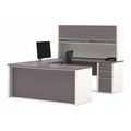 Connexion U Shaped Desk, 92.6" D X 71.1" W X 65.9" H, Slate/Sandstone, Melamine 93879-59