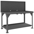 Durham Mfg Heavy duty Work Bench with Lips Up & Louvered Panel, Steel, 72" W, 34" Height, 4000 lb., Straight DWB-3072-BE-LP-95