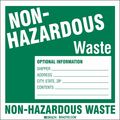 Brady Hazardous Waste Label, Vinyl, PK100 121154