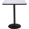 Kfi Square KFI 42" Square Breakroom Table with Grey Nebula Top, Round Black Base. Bistro Height, 42 W T42SQ-B1922-BK-GYN-38
