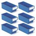 Treston Shelf Storage Bin, 4 in; 5 in W, 6-1/2 in; 9-1/4 in L, Red/Blue, 6 PK SBS6-3015-6