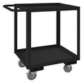 Zoro Select Utility Cart with Lipped Metal Shelves, Steel, Flat, 2 Shelves, 1,200 lb RSC-182433-2-4PU-08T