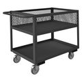 Zoro Select Utility Cart with See-Through Ventilated Walls & Lipped Metal Shelves, Steel, Flat, 2 Shelves RSC12-EX2430-2-5PO-95