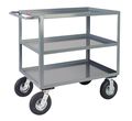 Jamco Utility Cart with Lipped Metal Shelves, Steel, Flat, 3 Shelves, 1,200 lb LH230N800GP
